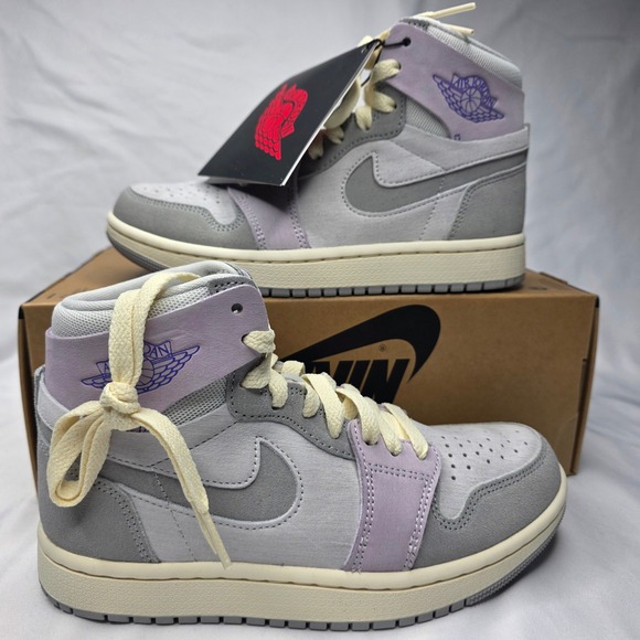 Jordan Shoes - Nike Air Jordan 1 High Zoom CMFT 2 Photon Dust Grey Purple DV1305-005 Womens 5